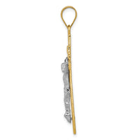 14K Two-tone INRI Crucifix Pendant-D3667