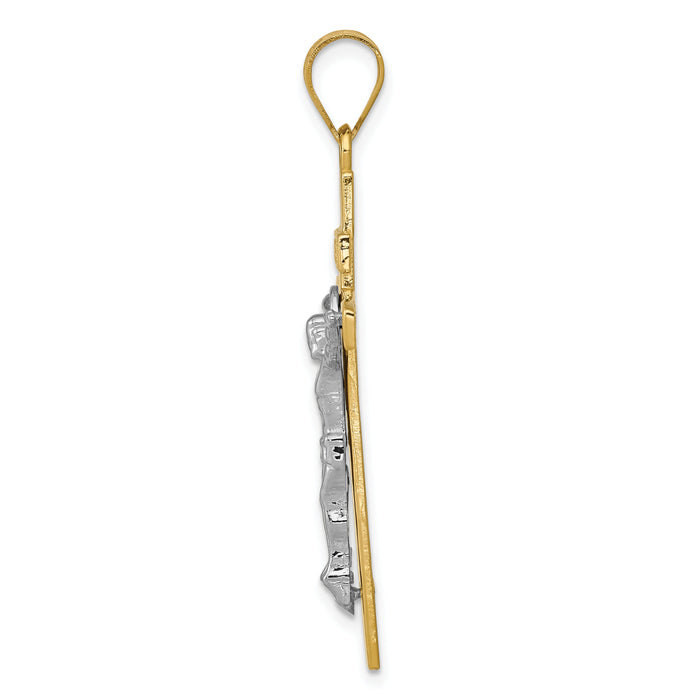 14K Two-tone INRI Crucifix Pendant-D3667
