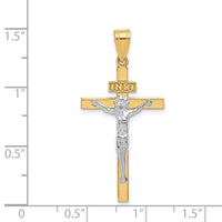 14K Two-tone INRI Crucifix Pendant-D3668