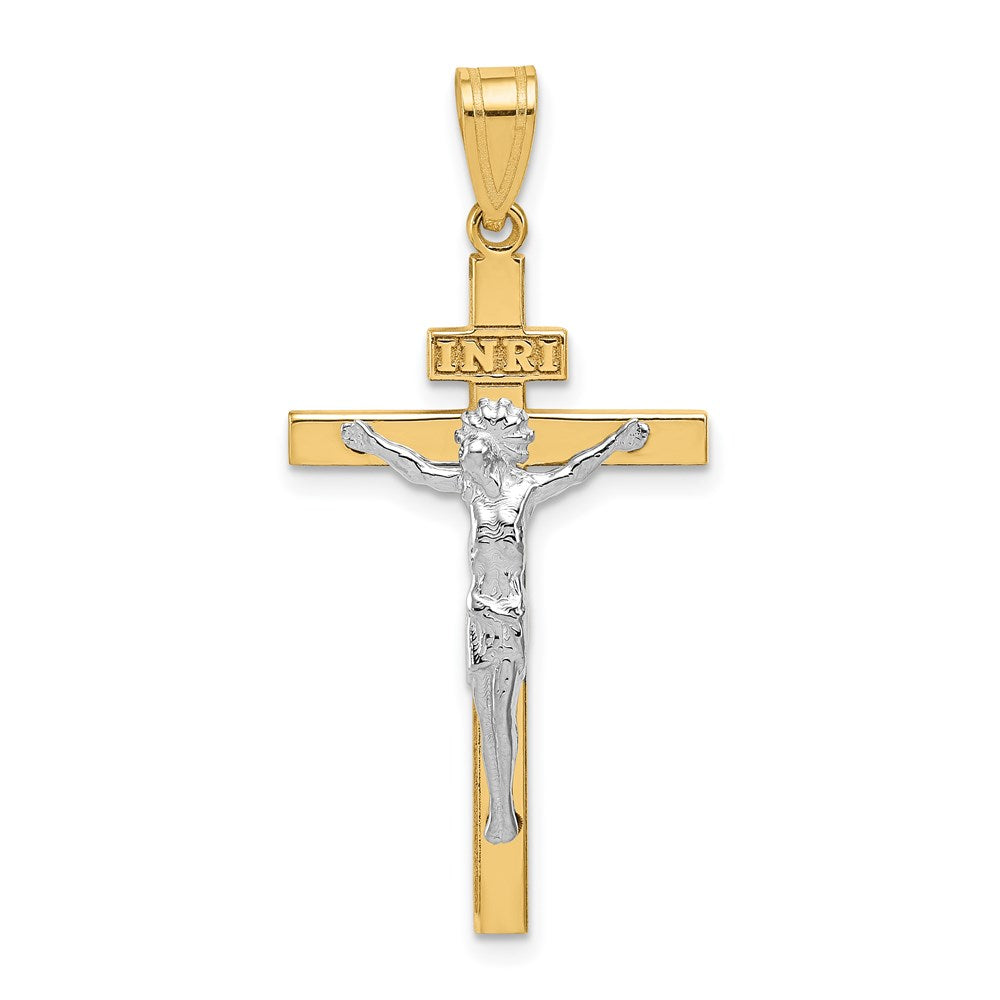 14K Two-tone INRI Crucifix Pendant-D3668