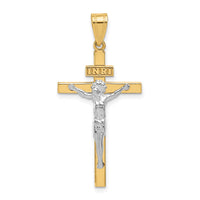 14K Two-tone INRI Crucifix Pendant-D3668