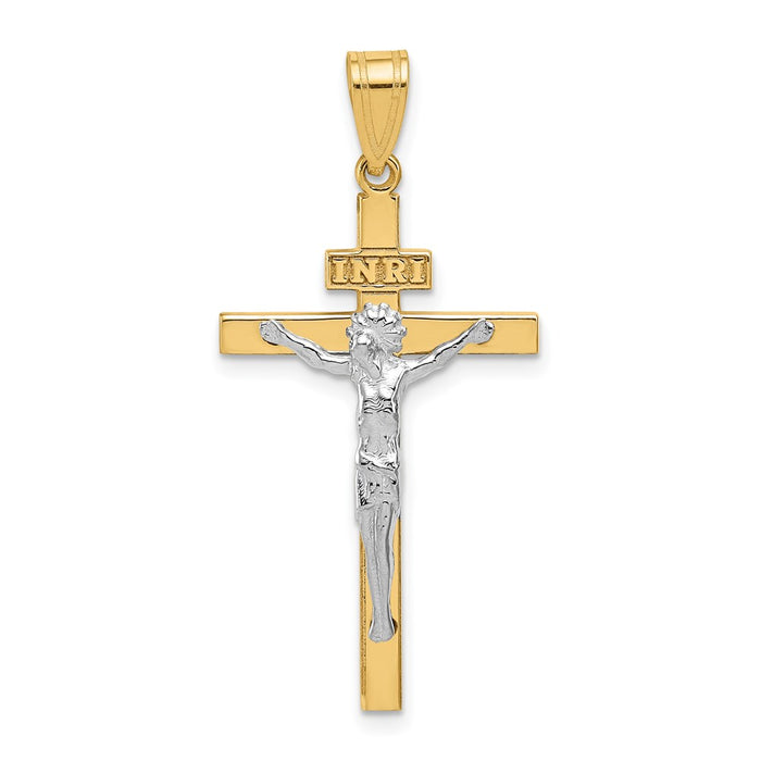 14K Two-tone INRI Crucifix Pendant-D3668
