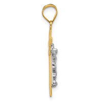 14K Two-tone INRI Crucifix Pendant-D3668