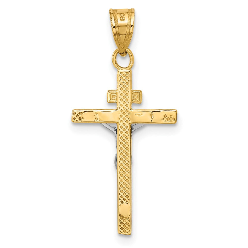 14K Two-tone INRI Crucifix Pendant-D3668
