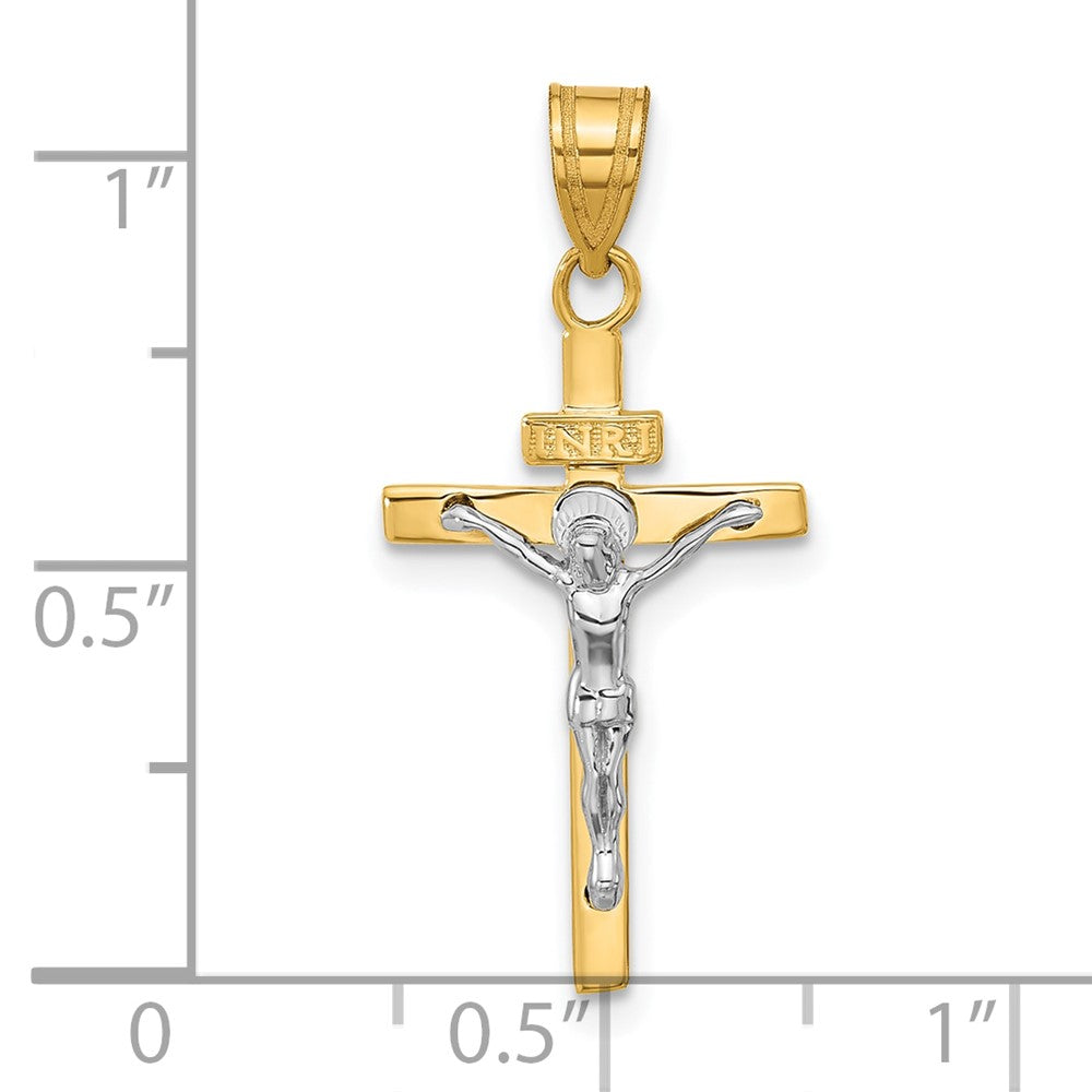 14K Two-tone INRI Crucifix Pendant-D3668