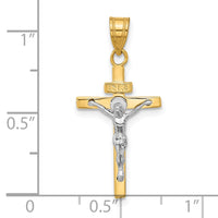 14K Two-tone INRI Crucifix Pendant-D3668