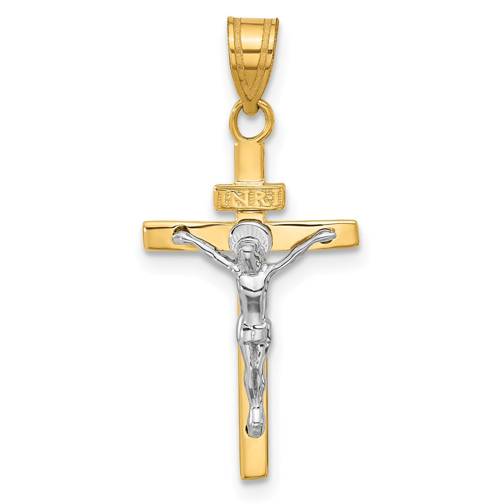 14K Two-tone INRI Crucifix Pendant-D3668