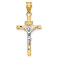 14K Two-tone INRI Crucifix Pendant-D3668