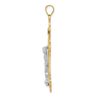 14K Two-tone INRI Crucifix Pendant-D3672