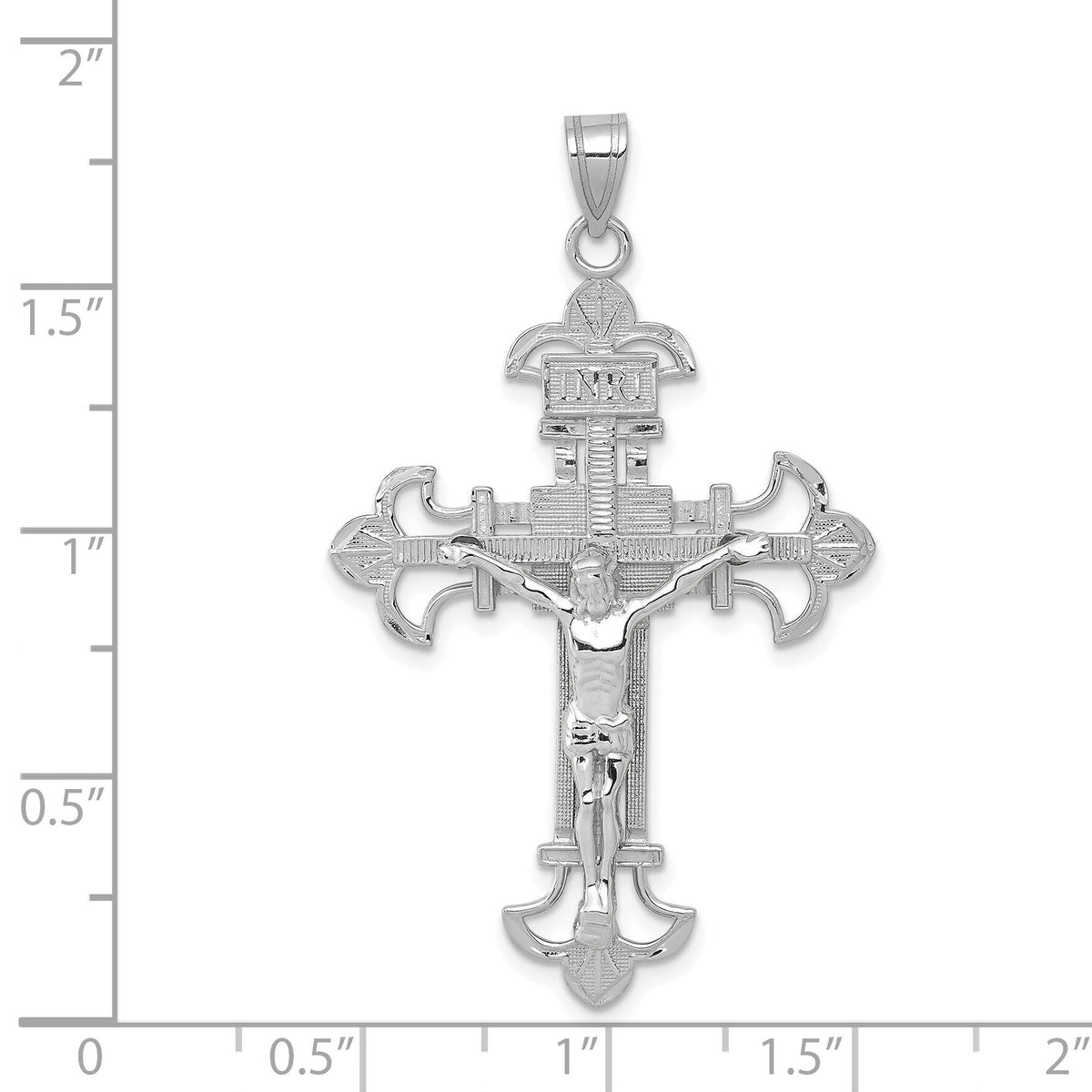 14K White Gold Inri Crucifix Pendant-D3672W