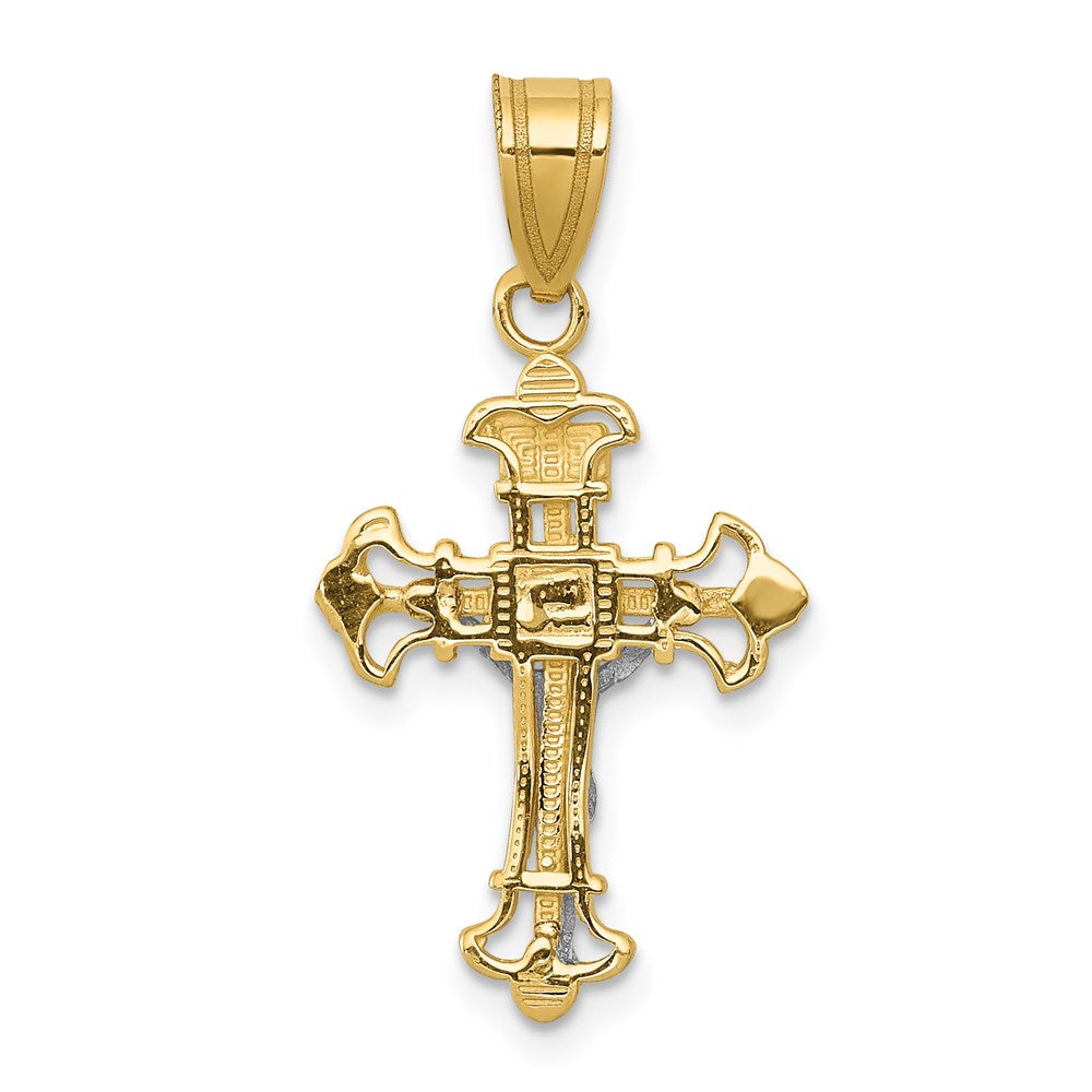 14K Two-tone INRI Crucifix Charm-D3675