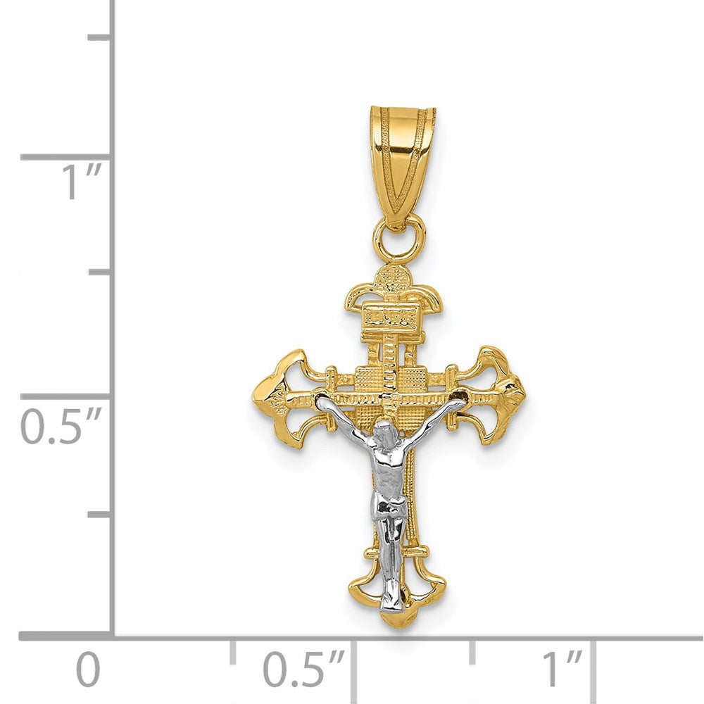 14K Two-tone INRI Crucifix Charm-D3675