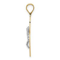 14K Two-tone Crucifix Pendant-D3677