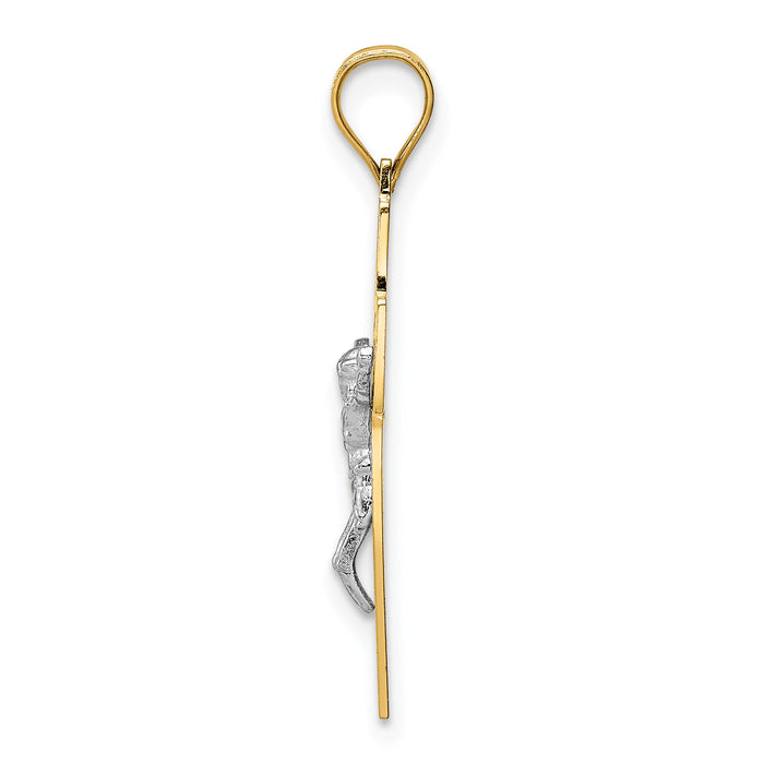 14K Two-tone Crucifix Pendant-D3677