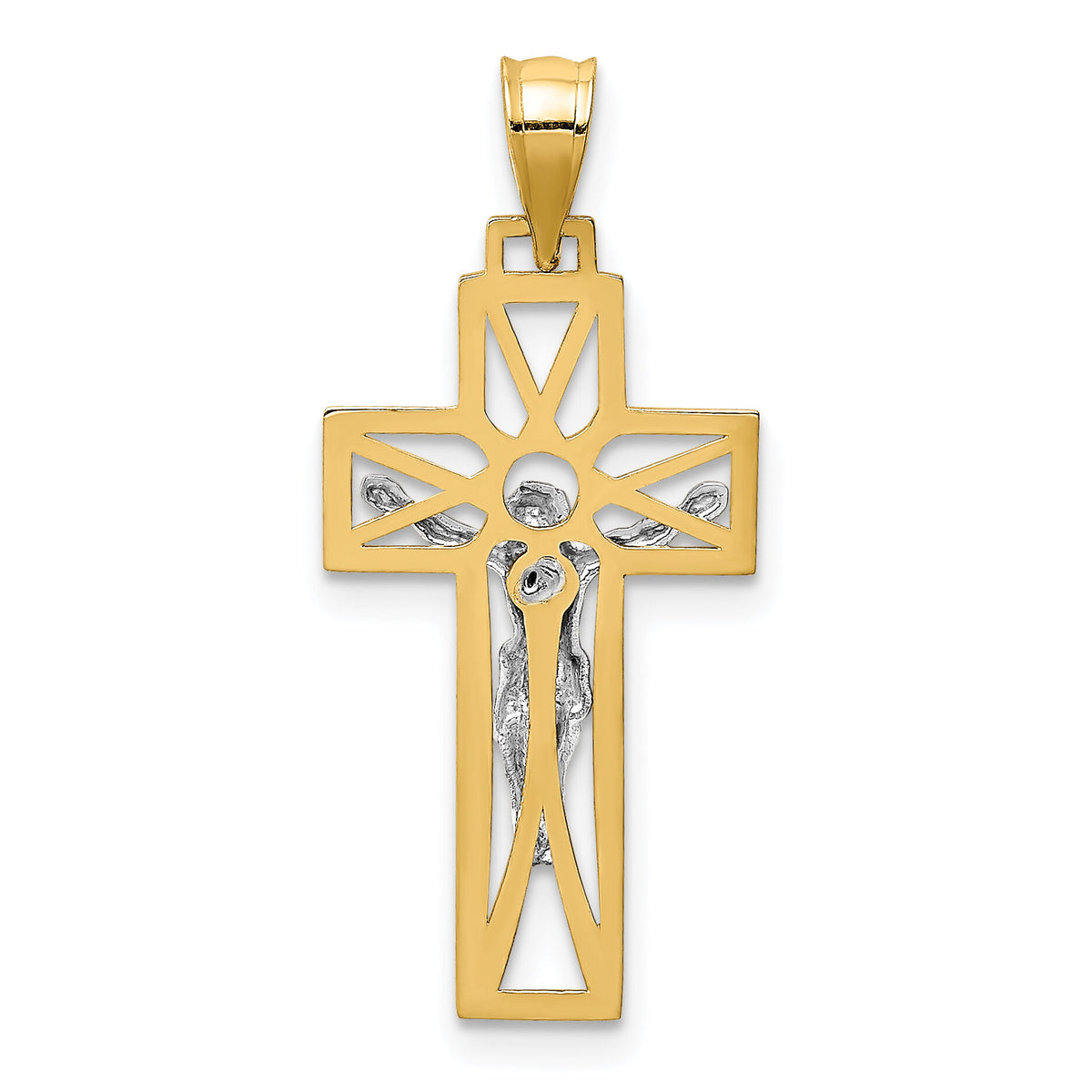 14K Two-tone Crucifix Pendant-D3677
