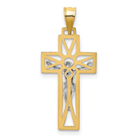 14K Two-tone Crucifix Pendant-D3677