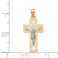 14K Two-tone Crucifix Pendant-D3677