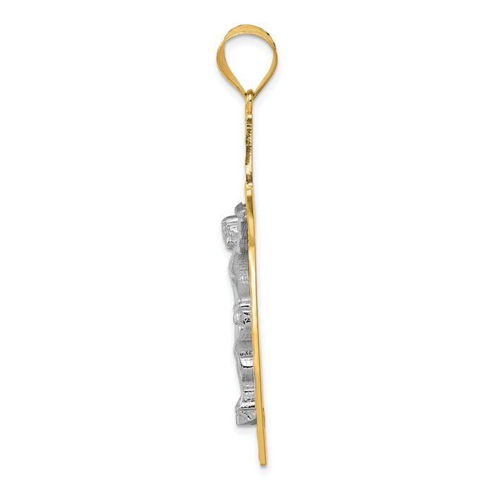 14K Two-tone Diamond-cut Crucifix Pendant-D3686