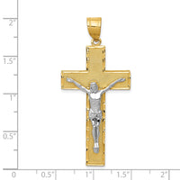 14K Two-tone Diamond-cut Crucifix Pendant-D3686