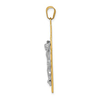 14K Two-tone Diamond-cut Crucifix Pendant-D3687