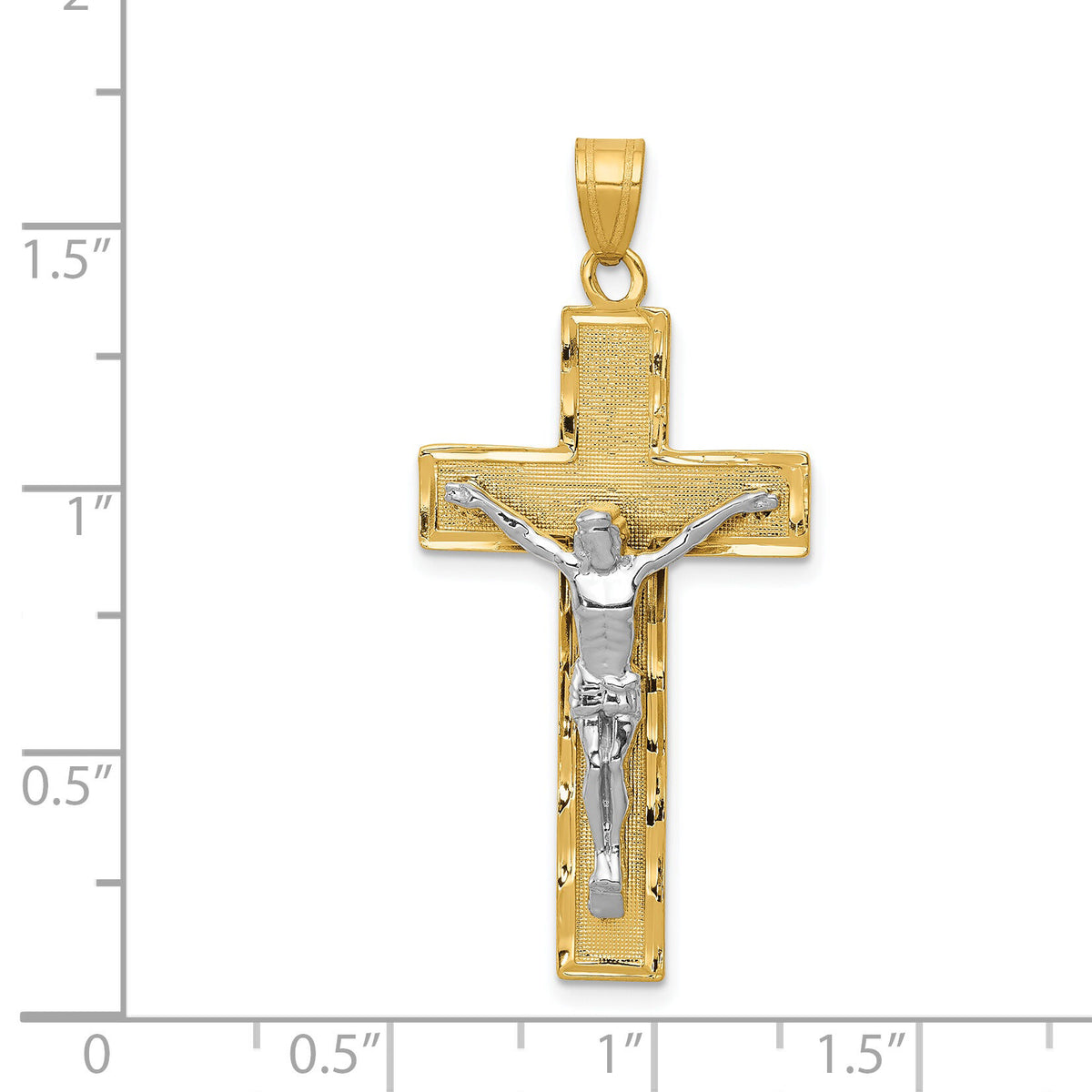 14K Two-tone Diamond-cut Crucifix Pendant-D3687