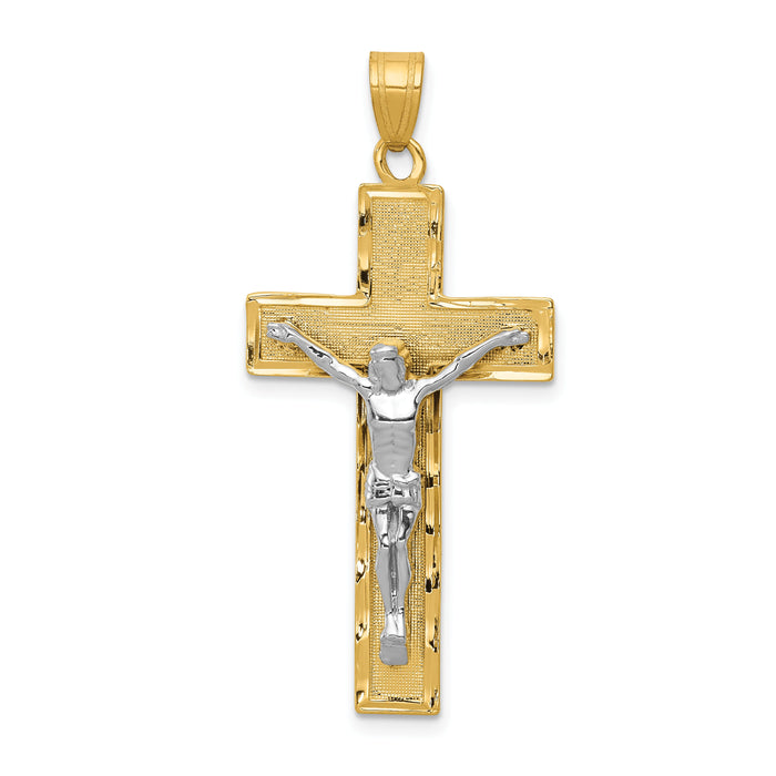 14K Two-tone Diamond-cut Crucifix Pendant-D3687