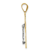 14K Two-tone Diamond-cut Crucifix Charm-D3689
