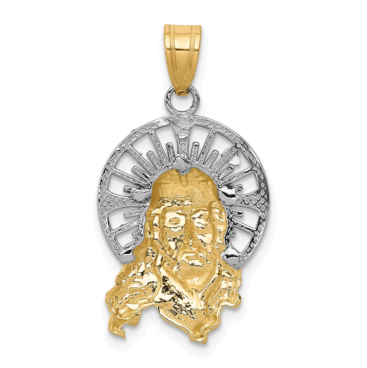 14K Tri-color Diamond-cut Christ Charm-D3702