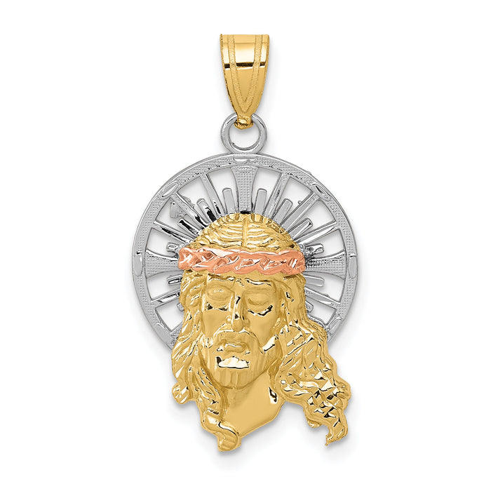 14K Tri-color Diamond-cut Christ Charm-D3702