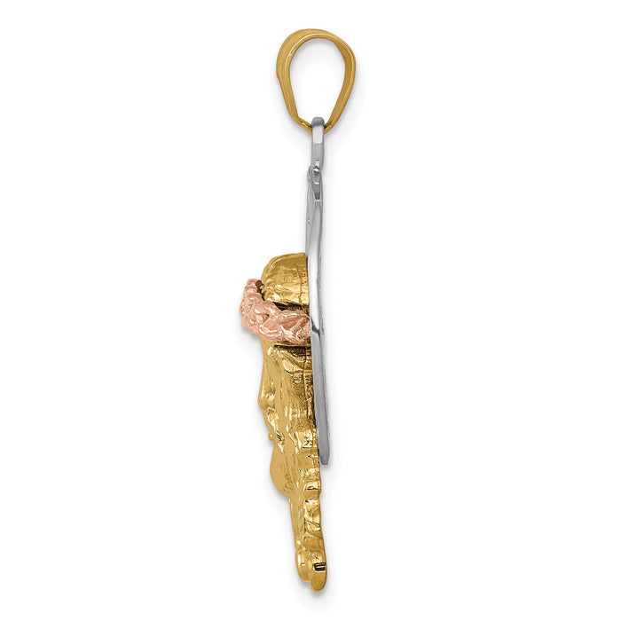 14K Tri-color Diamond-cut Christ Charm-D3703