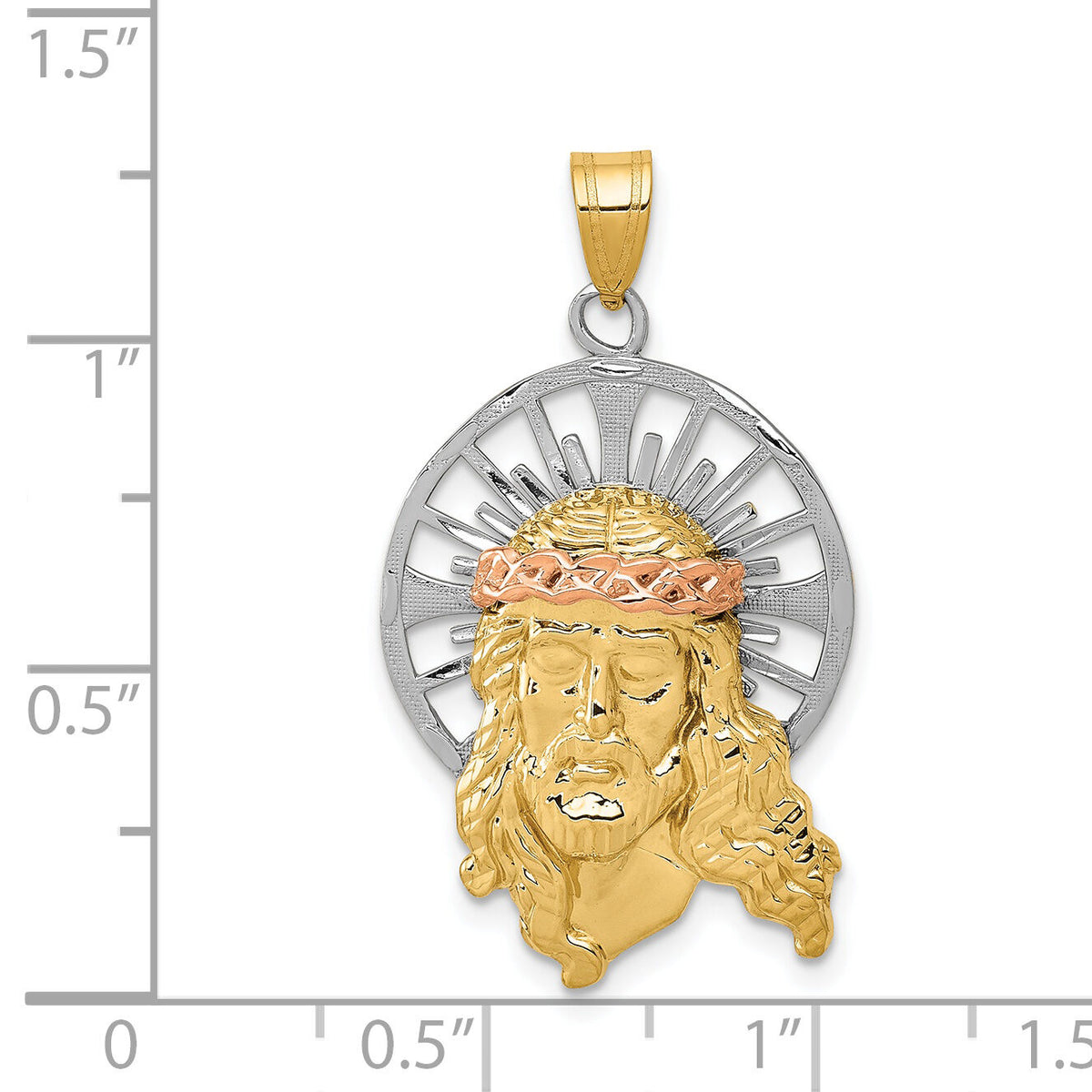 14K Tri-color Diamond-cut Christ Charm-D3703