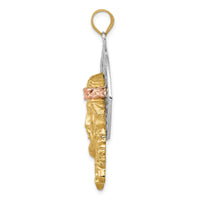 14K Tri-color Diamond-cut Christ Pendant-D3704