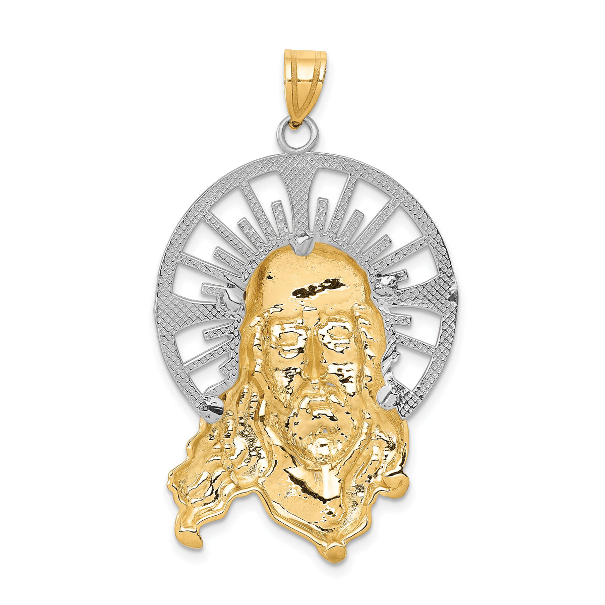 14K Tri-color Diamond-cut Christ Pendant-D3704