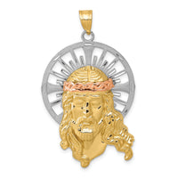 14K Tri-color Diamond-cut Christ Pendant-D3704