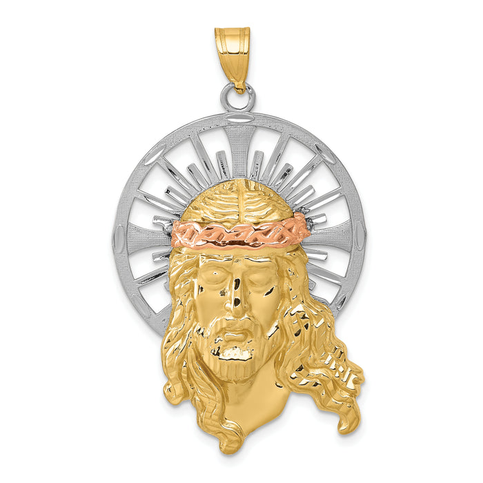 14K Tri-color Diamond-cut Christ Pendant-D3704