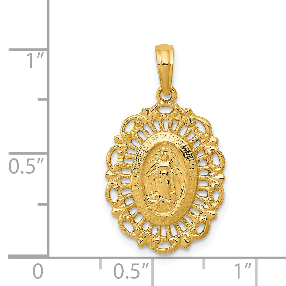 14k Oval Miraculous Medal Pendant-D3705
