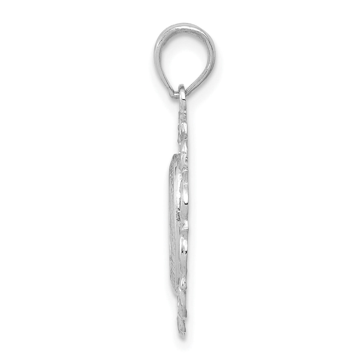 14k White Gold Oval Miraculous Medal Pendant-D3705W