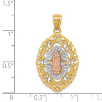 14k Tri-color Our Lady of Guadalupe Pendant-D3707