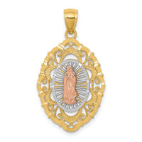 14k Tri-color Our Lady of Guadalupe Pendant-D3707