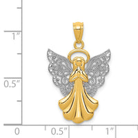 14k w/Rhodium Filigree Angel Pendant-D3721