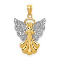 14k w/Rhodium Filigree Angel Pendant-D3721