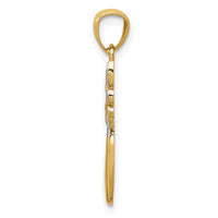 14k w/Rhodium Filigree Angel Pendant-D3722