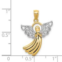 14k w/Rhodium Filigree Angel Pendant-D3722