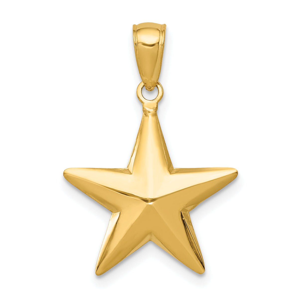 14k Polished 3-D Star Pendant-D3725