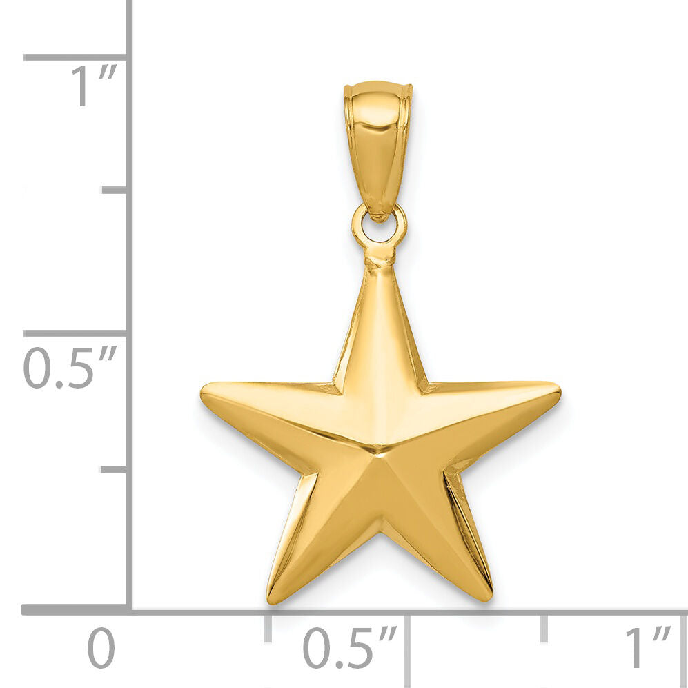 14k Polished 3-D Star Pendant-D3725