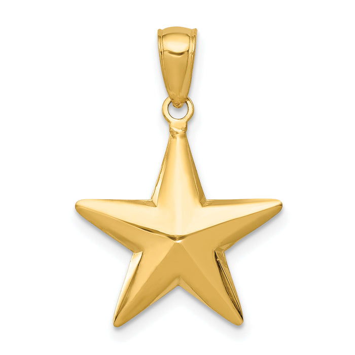 14k Polished 3-D Star Pendant-D3725