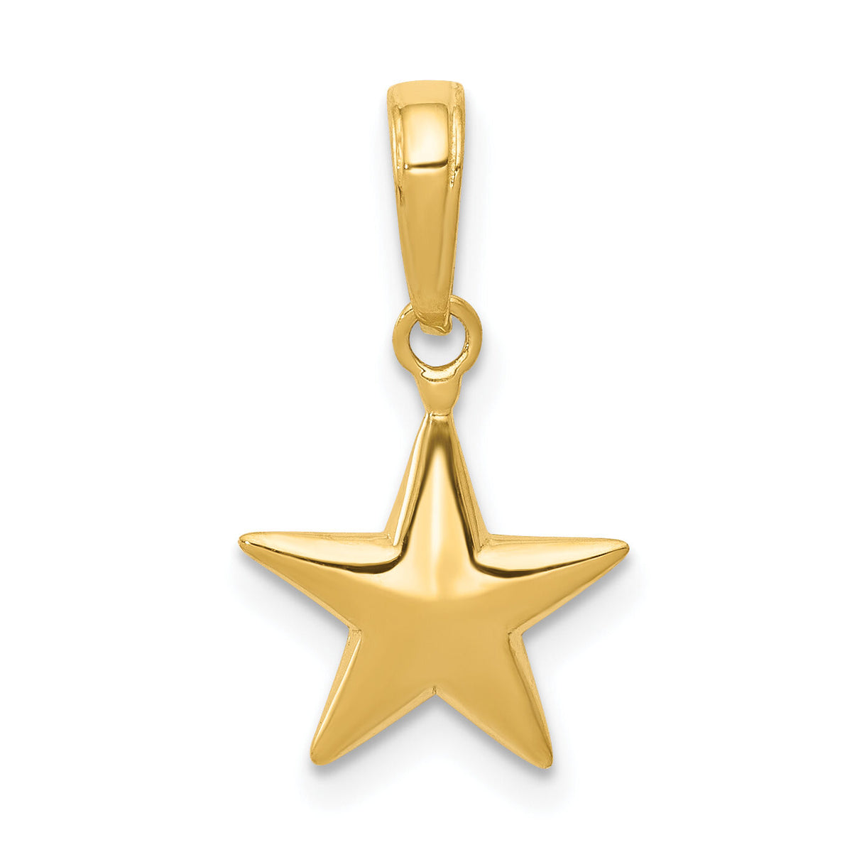 14k Small Polished 3-D Star Charm-D3726