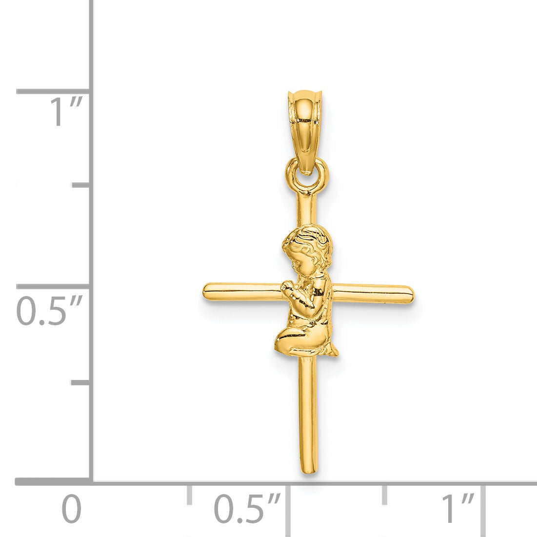 14k Praying Boy Cross Charm-D3733