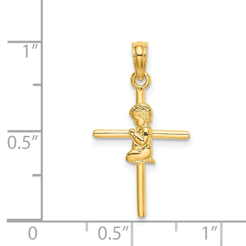 14k Praying Boy Cross Charm-D3733