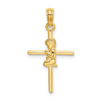 14k Praying Boy Cross Charm-D3733